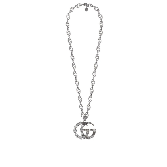 Gucci Crystal Double G necklace 'Aged Palladium - Picture 2 of 4